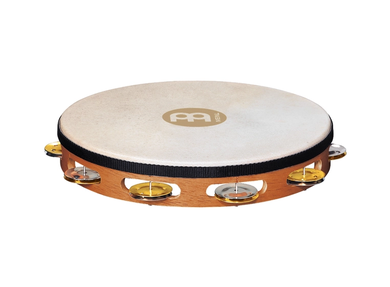 Meinl TAH-1-M-SNT Wood Tamburin,m/Skinn,Brass/Nikk. Enkel(M) 